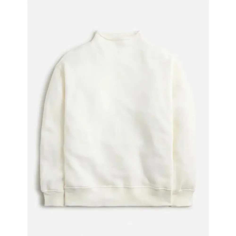 J.Crew Heritage Terry Rollneck Sweatshirt 100% Cotton Top Ivory CC944 Size S NWT